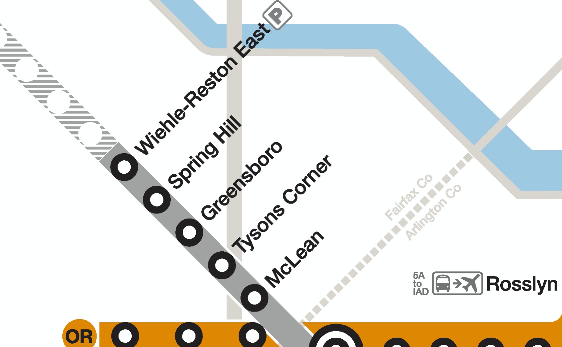 Map of stations opening in Phase I of the Metro Silver Line project