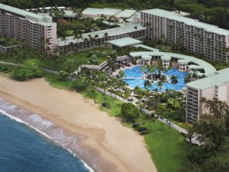 Aerial oceanfront view of Kauai Marriott Resort